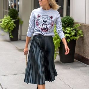 Zara Dark Green Pleated Midi Skirt